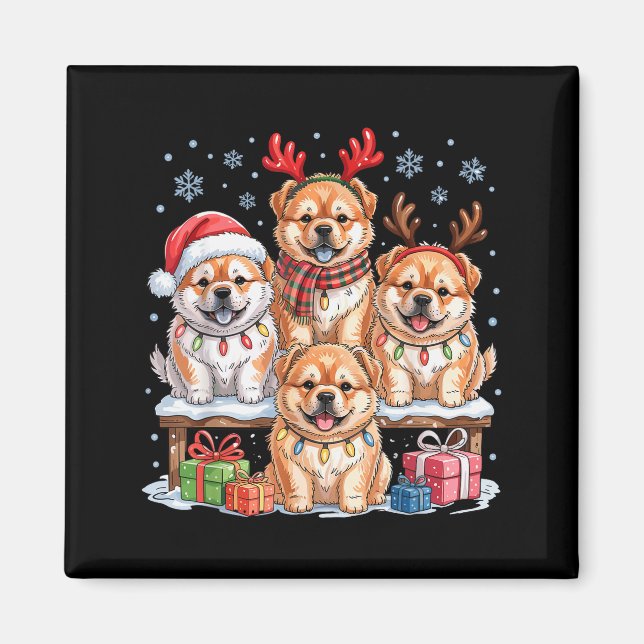 Imán Cachorros Navideños Divertidos Amantes de Perros C (Frente)