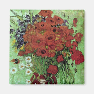 Imán Cachorros y daisies rojos (F280)Van Gogh Bella Art