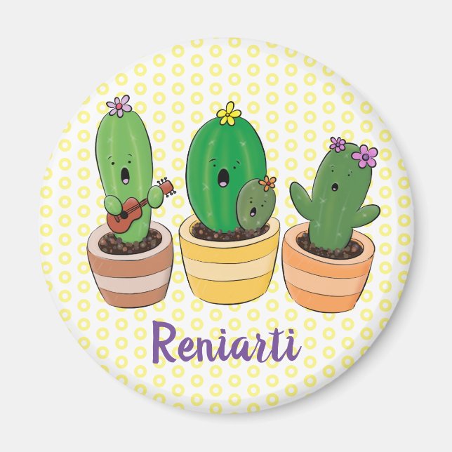 Imán Cactus canto lindo personalizado ilustracion (Frente)