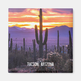Imán Cactus del desierto de Arizona Sunset Foto Souveni