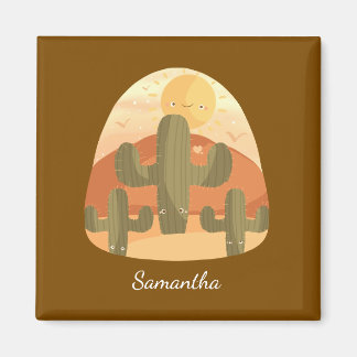 Imán Cactus Desert With Sun