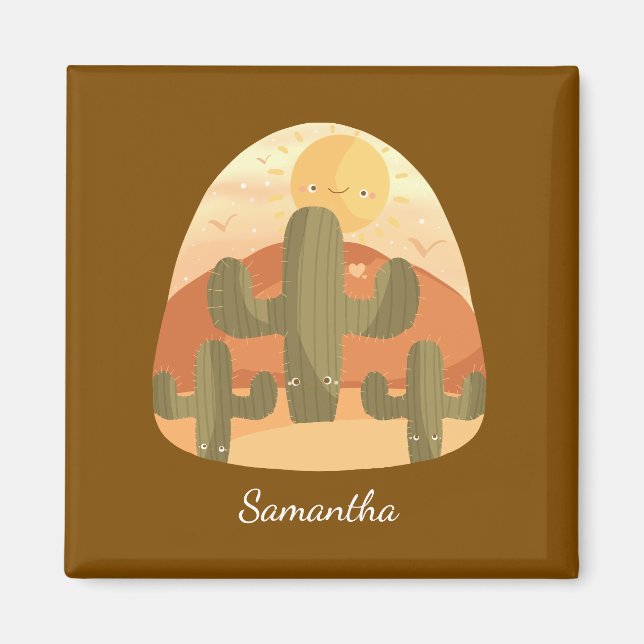 Imán Cactus Desert With Sun (Frente)