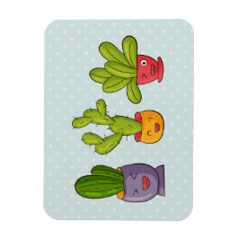 Imán Cactus felices en Ilustracion divertido de macetas
