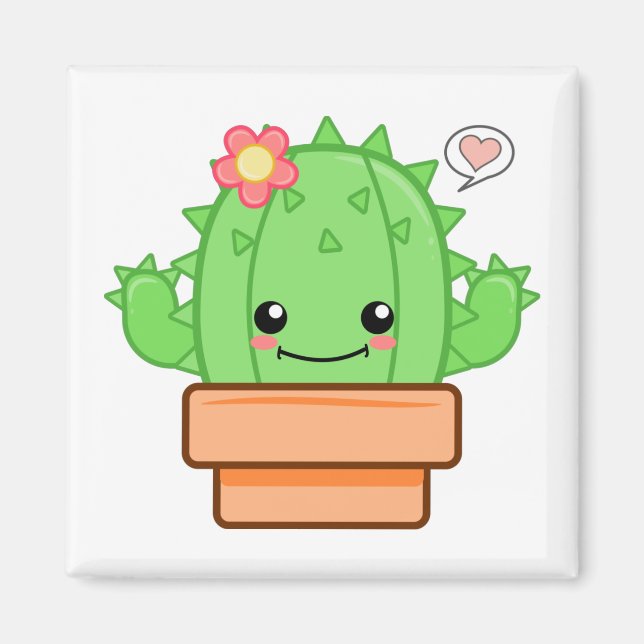 Imán Cactus Kawaii (Frente)