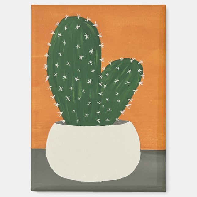 Imán Cactus postizas de acrílico gris y naranja (Anverso)