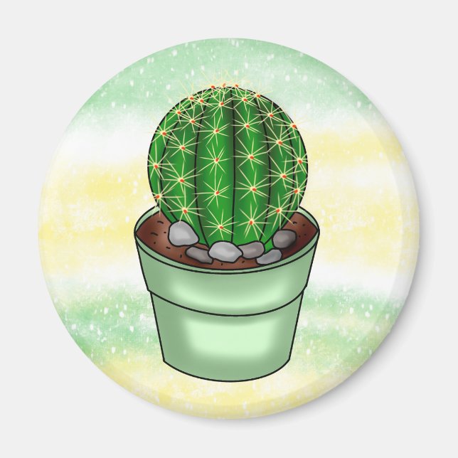Imán Cactus Succulent dibujado a mano (Frente)