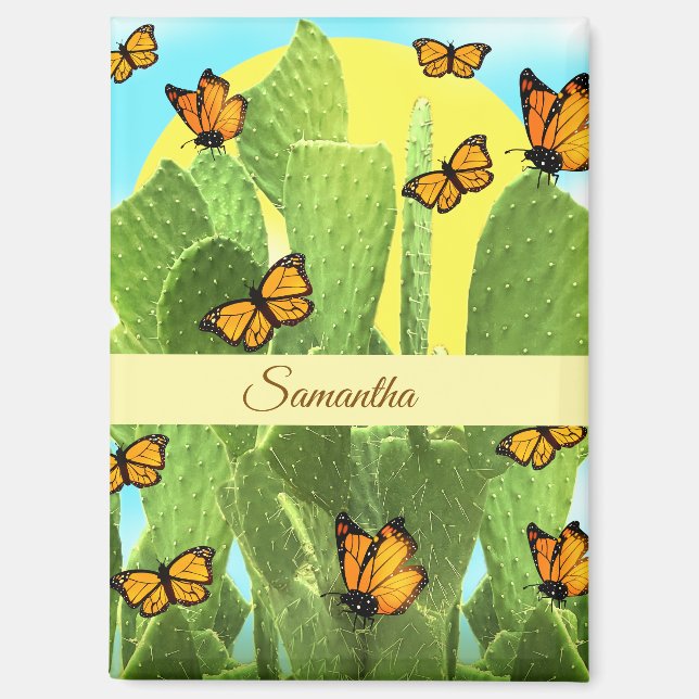 Imán Cactus y mariposas caprichosos (Anverso)