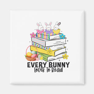 Imán Cada Conejito Ama Leer Pascua Libro Cute De Lectur