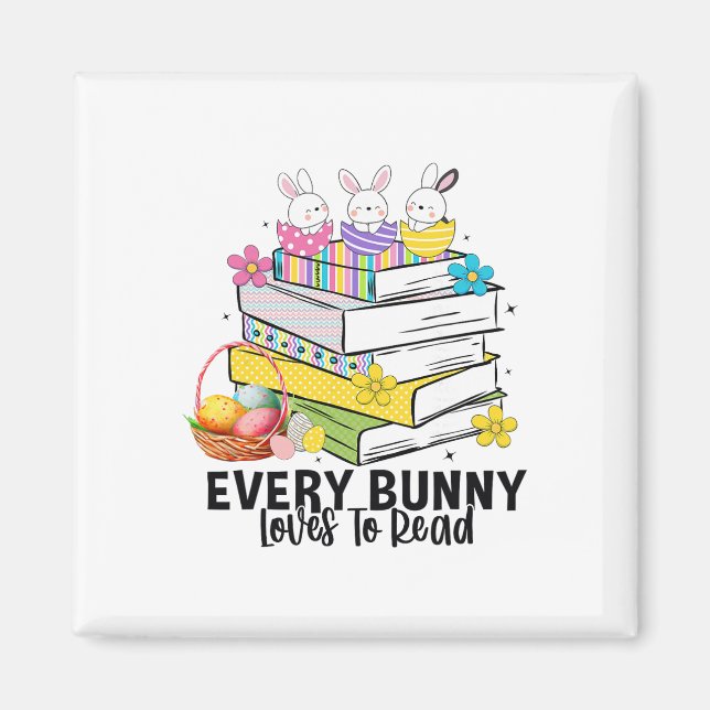 Imán Cada Conejito Ama Leer Pascua Libro Cute De Lectur (Frente)