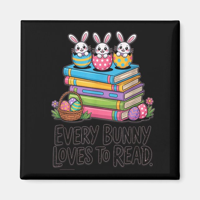 Imán Cada conejo ama leer un lindo libro de conejos de  (Frente)