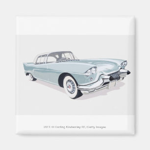 Imán Cadillac 1957 con silueta de chofer en el interior