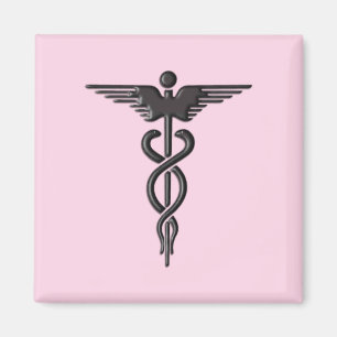 Imán Caduceo médico rosa