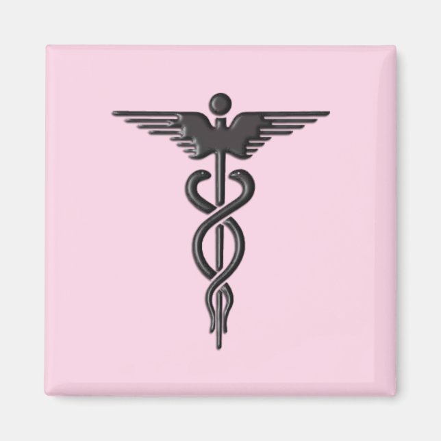 Imán Caduceo médico rosa (Frente)