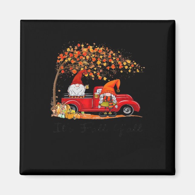 Imán Cae el árbol Gnomes de otoño (Frente)