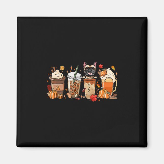 Imán Café Bulldog Francés Traje Halloween Para Otoño Se (Frente)