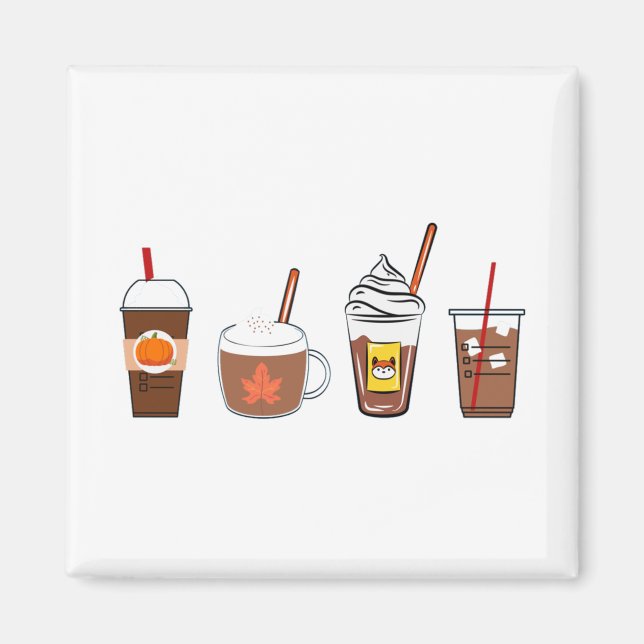 Imán café capullo de calabaza especias otoño (Frente)