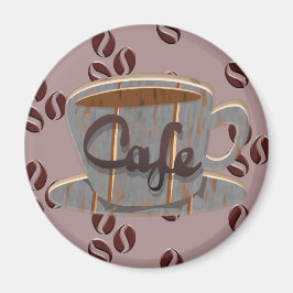 Imán Cafe Coffee Cup and Coffee Beans Magnet