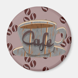 Imán Cafe Coffee Cup and Coffee Beans Magnet