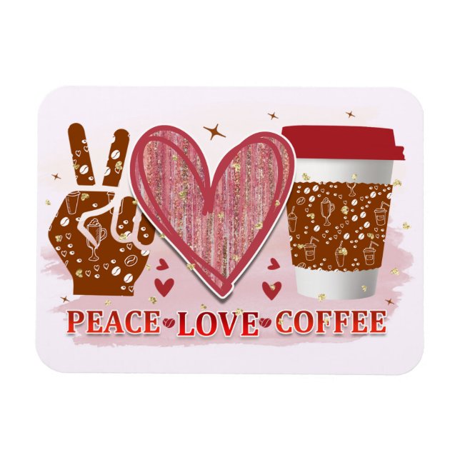 Imán Café de amor por la paz (Horizontal)