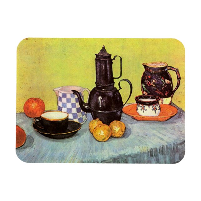 Imán Café de esmalte azul por Vincent van Gogh (Horizontal)