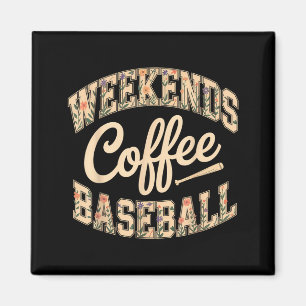 Imán Café de fin de semana béisbol retro lindo vida de 