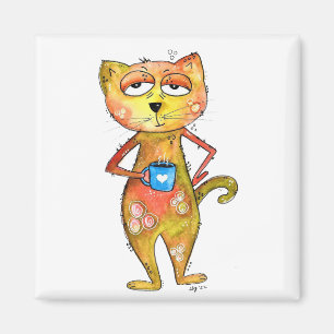 Imán Café de gato tierno y caprichoso