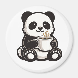 Imán Café de Panda Adorable – Panda Kawaii Sosteniendo 