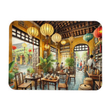 Cafe en Hoi An Vietnam Watercolor Painting
