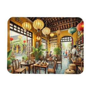 Imán Cafe en Hoi An Vietnam Watercolor Painting