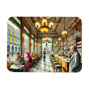 Imán Cafe en la acuarela de Lisboa