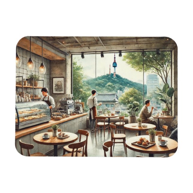 Imán Cafe en Seúl Corea Namsan Mug (Horizontal)