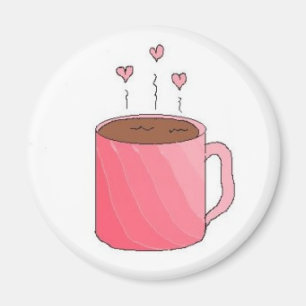 Imán Café en una taza rosa bonita