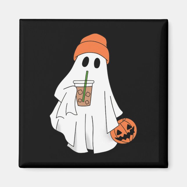 Imán Café Fantasma Bebida Halloween Café Fantasma Hielo (Frente)