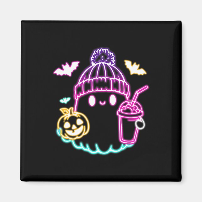 Imán Café Fantasma Retro Cute Bebe Fantasma Halloween (Frente)