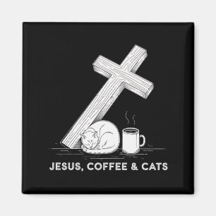 Imán Café Jesús Gatos Divertido Diseño Lindo Amantes de