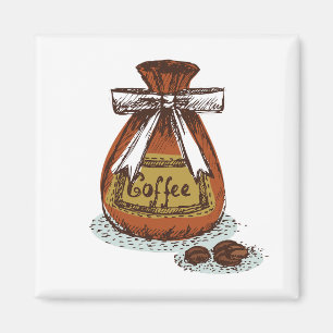 Imán Café moderno retro l Caffeine l Latte l Brown