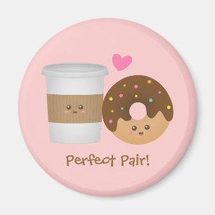 Imán Café mono y donut enamorados, pareja perfecta