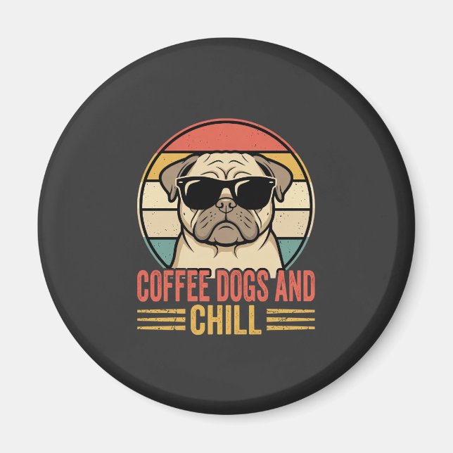 Imán Café Perros y Pug Retro Chill (Frente)