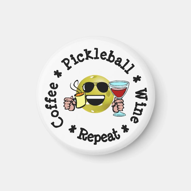 Imán Café, Pickleball, Vino, repite adicto al pellebol (Frente)
