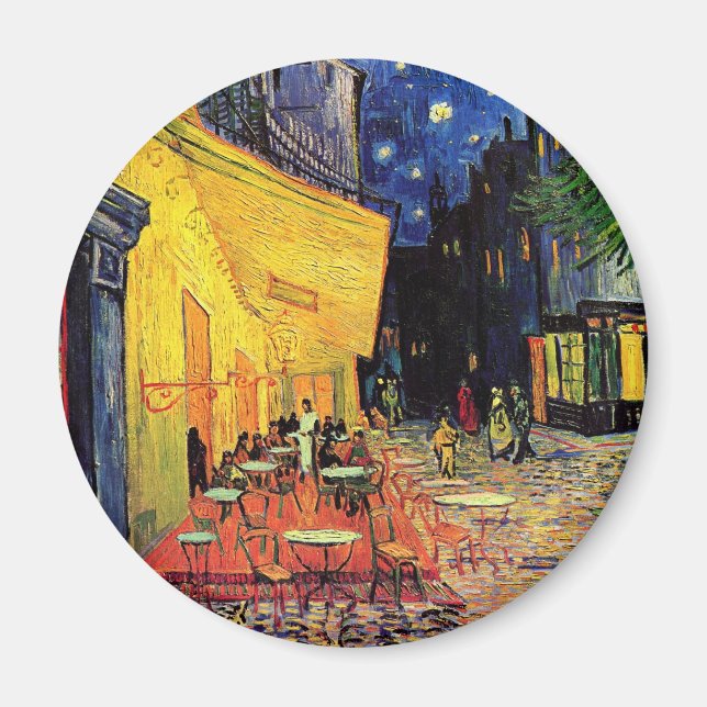 Imán Cafe Terrace de noche por Vincent van Gogh (Frente)