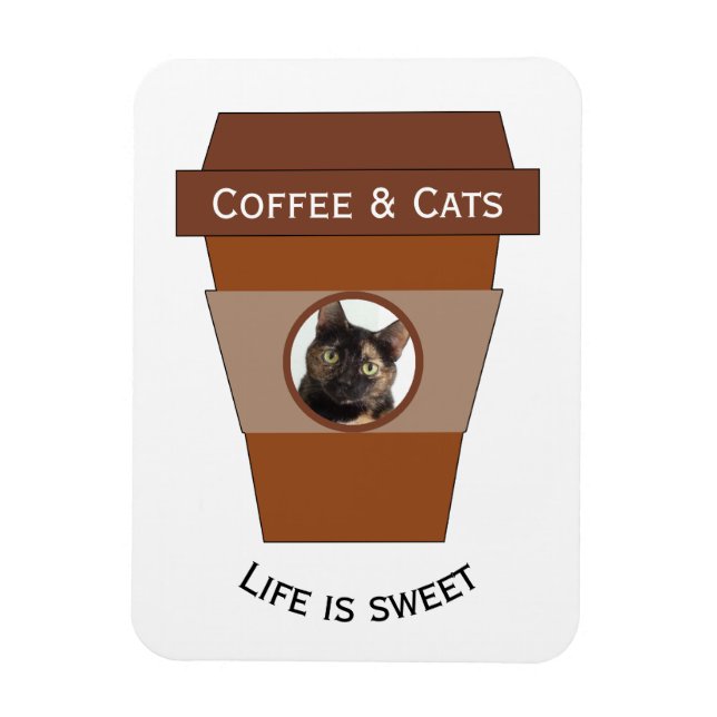 Imán Café y gatos de personalizable - La vida es dulce (Vertical)