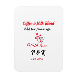 Imán Café y leche mezcla amor pareja café corazón rojo