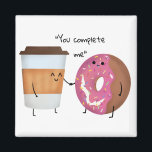 Imán Café y pareja completa sin cortar<br><div class="desc">Adorable meme de café y pareja de donut para hacerte sonreír.</div>