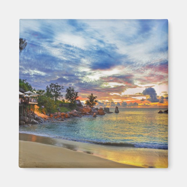 Imán Cafetería En La Playa Tropical Al Azar (Frente)