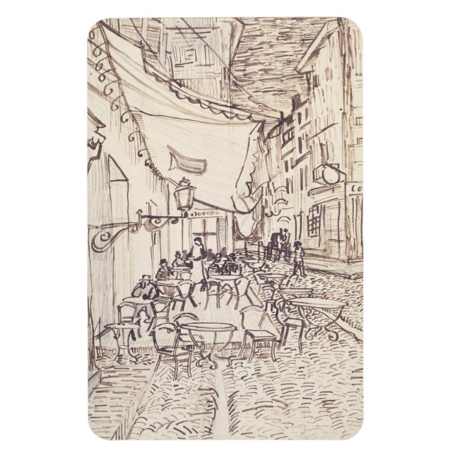 Imán Cafetería por la noche, Bella Artes Sketch, Van Go (Vertical)