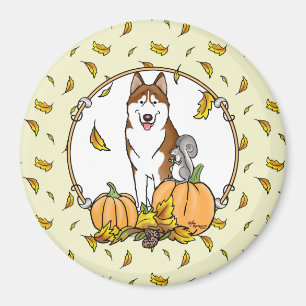 Imán Caída Siberian Husky (rojo) Calabazas deja de lado