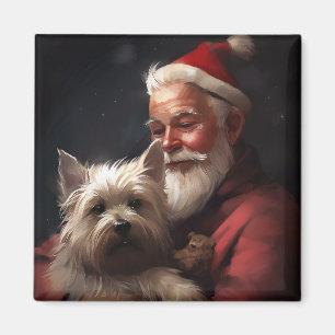 Imán Cairn Terrier con Navidades festivos de Santa Clau