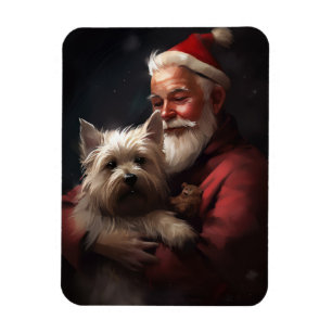 Imán Cairn Terrier con Papá Noel Festivo de Navidad