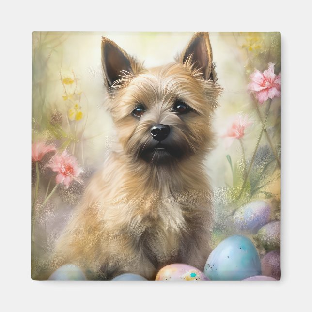 Imán Cairn Terrier con vacaciones en Pascua (Frente)
