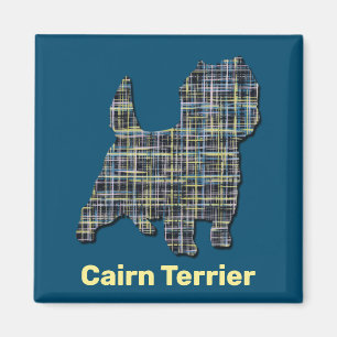 Imán Cairn Terrier Dog Yellow & Black Grid Line